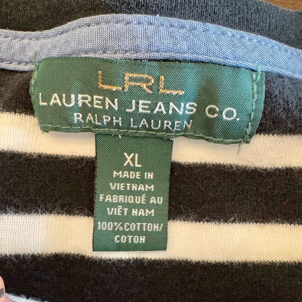 Lauren Ralph Lauren Navy and White Striped Short Sleeve Tee - Picture 6 of 9